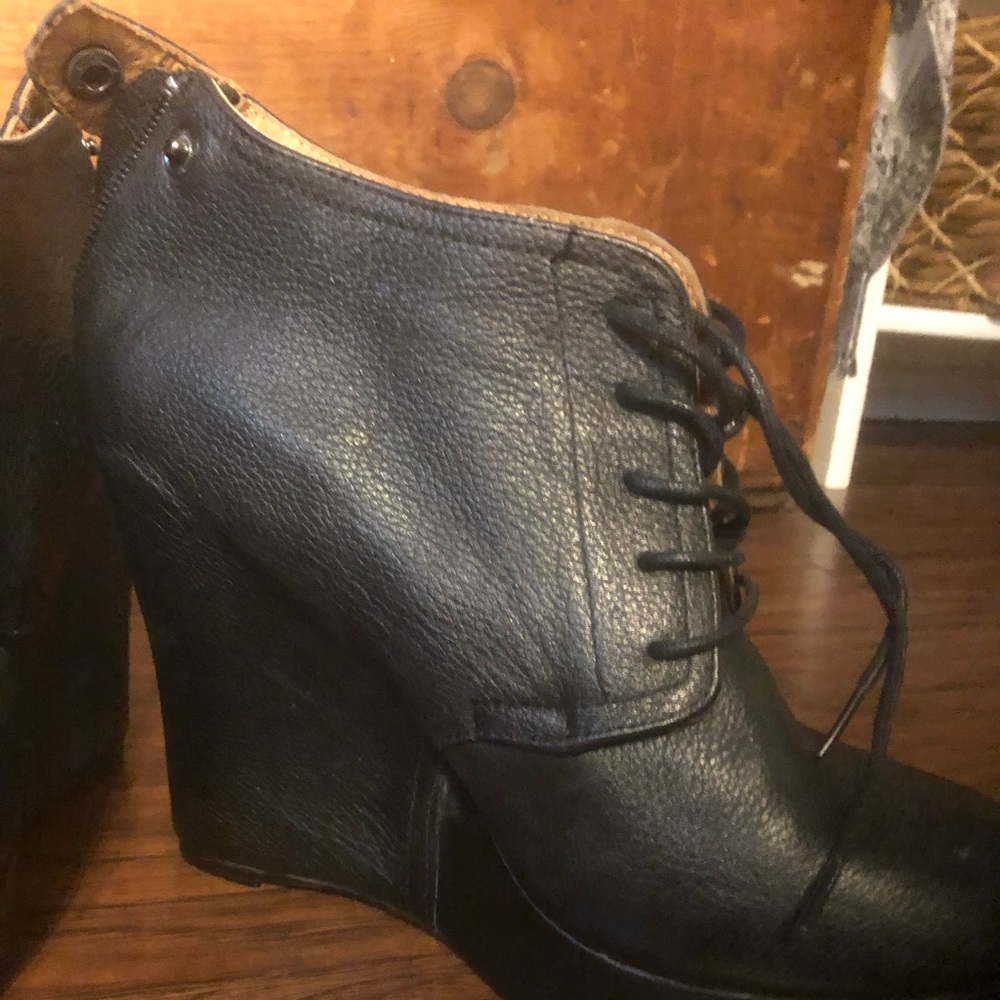Leather platform ankle boots